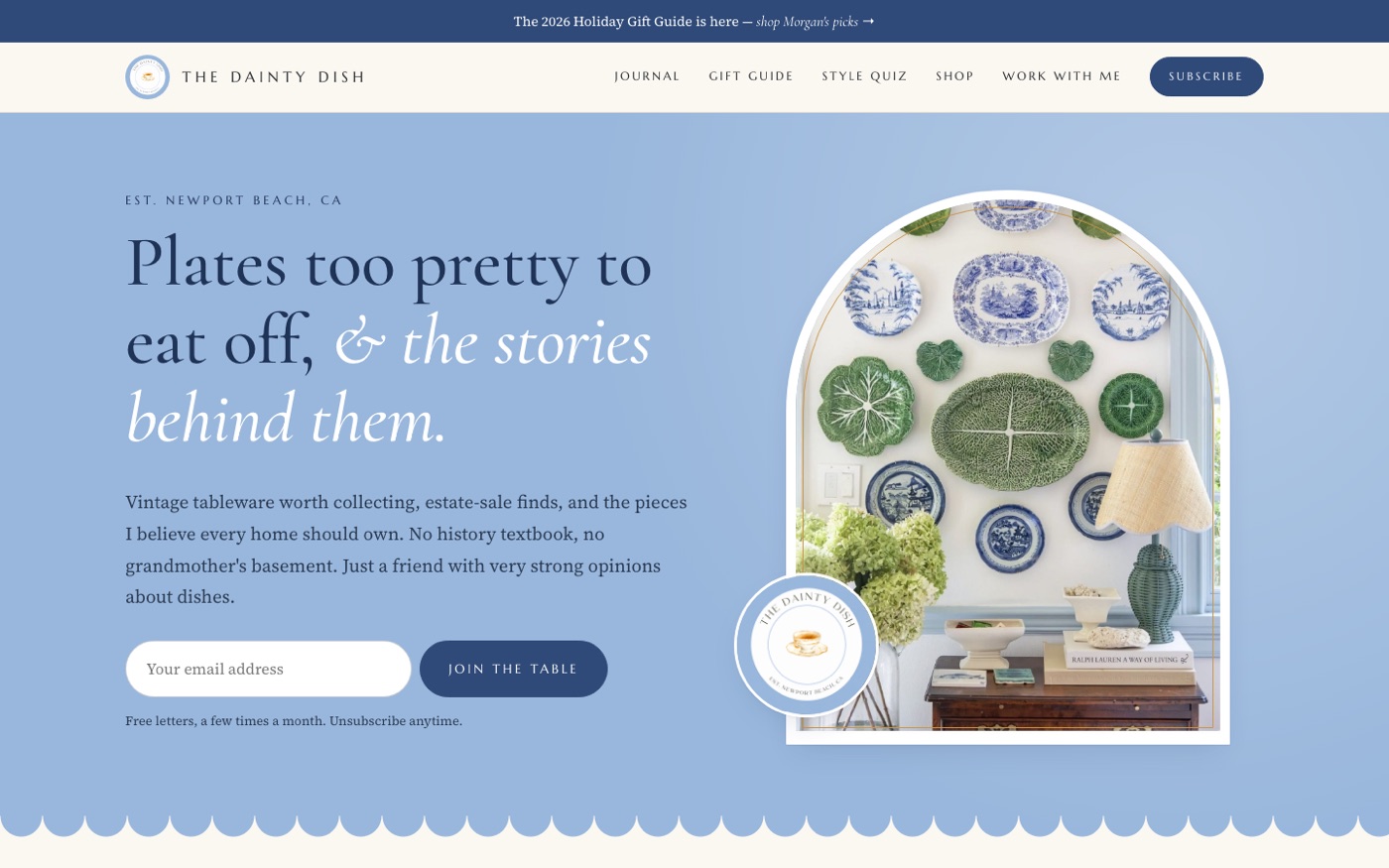 The Dainty Dish website on a desktop, designed and built by ArtStack